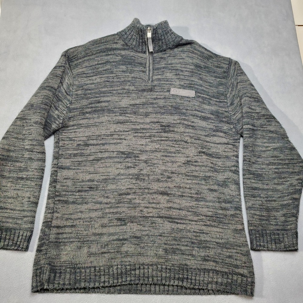 Southpole Sweater Mens Large Gray Camo 1/4 Zip Vintage 90s Retro Embroidered